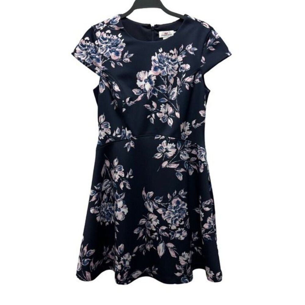Vineyard Vines Womens Floral Dress  Lambswool- Cashmere Navy Size S